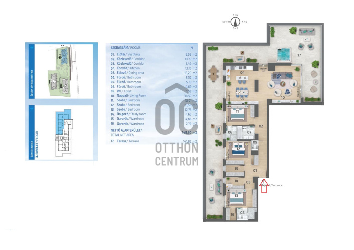 Apartament 5 camere, 199 m²